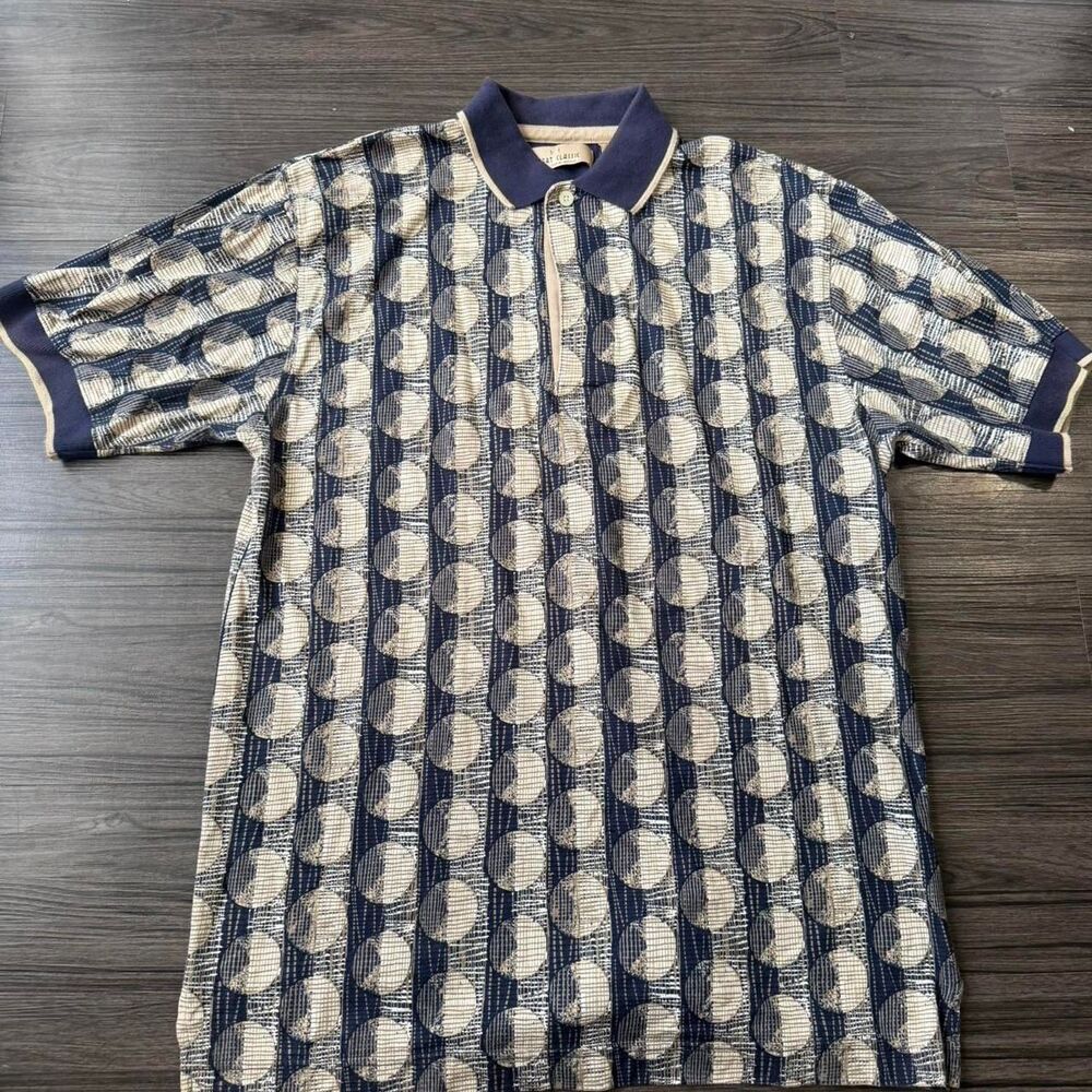 Vintage 90s AOP Desert Classic Golf navy polo shirt Size Large
